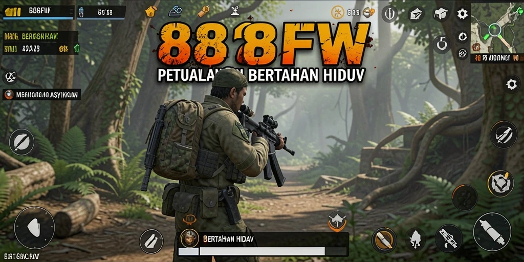 Tampilan antarmuka permainan 888FW yang menonjolkan elemen bertahan hidup.