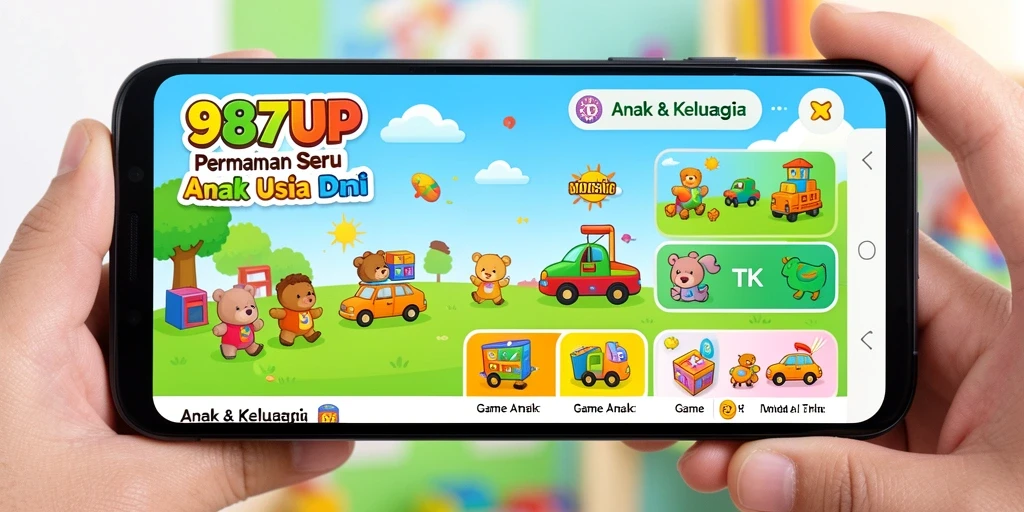 Antarmuka cerah dan interaktif dari aplikasi Game Anak TK.