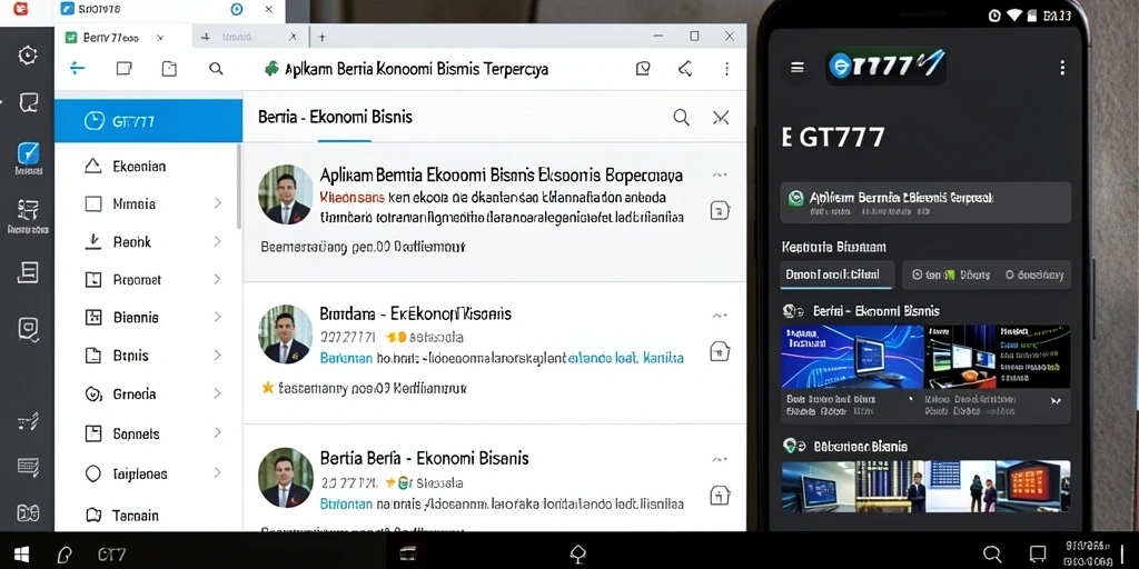 Tampilan antarmuka GT777 menampilkan berita ekonomi terkini.