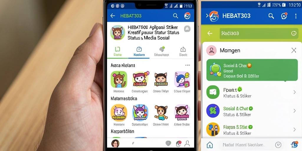 Tampilan antarmuka HEBAT303 dengan berbagai stiker menarik.