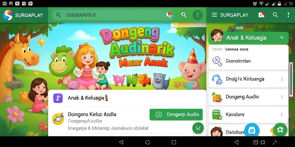 Tampilan antarmuka SURGAPLAY yang menarik untuk anak-anak.