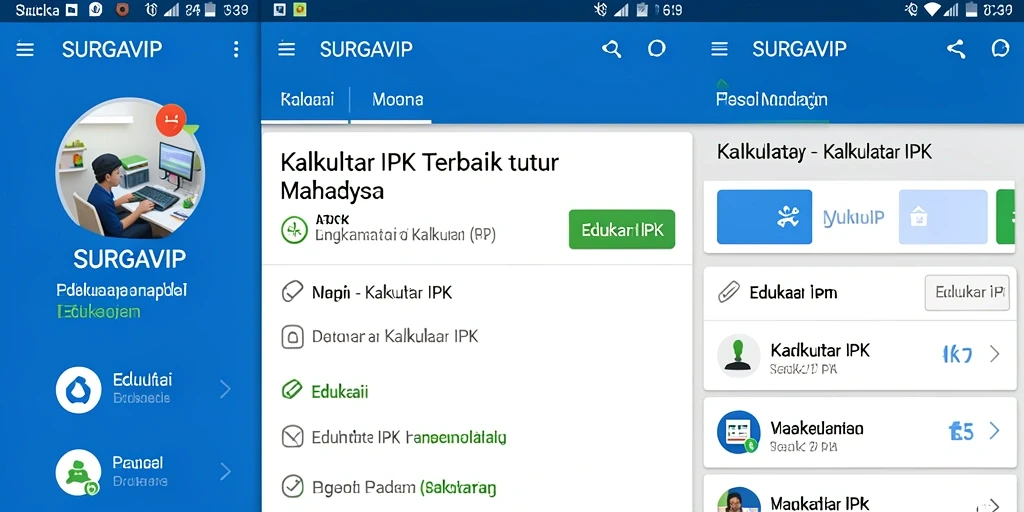 Screenshot utama SURGAVIP menampilkan antarmuka Kalkulator IPK yang sederhana dan fungsional.