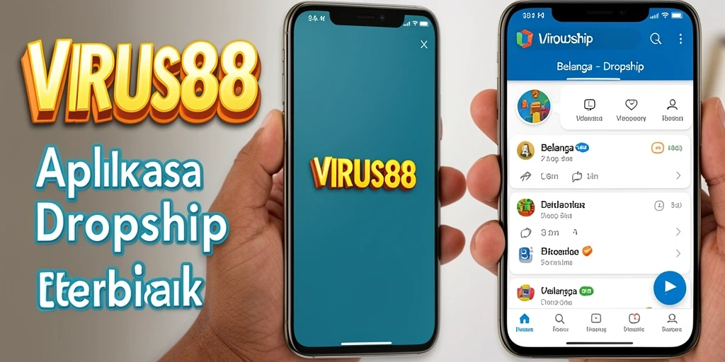 Tampilan antarmuka pengguna dari aplikasi Dropship VIRUS88 yang menarik dan fungsional.
