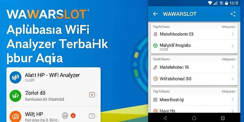 Tampilan antarmuka utama aplikasi WAWARSLOT dengan berbagai fitur WiFi Analyzer.