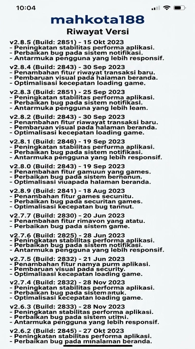 Riwayat Versi Aplikasi mahkota188 untuk Android